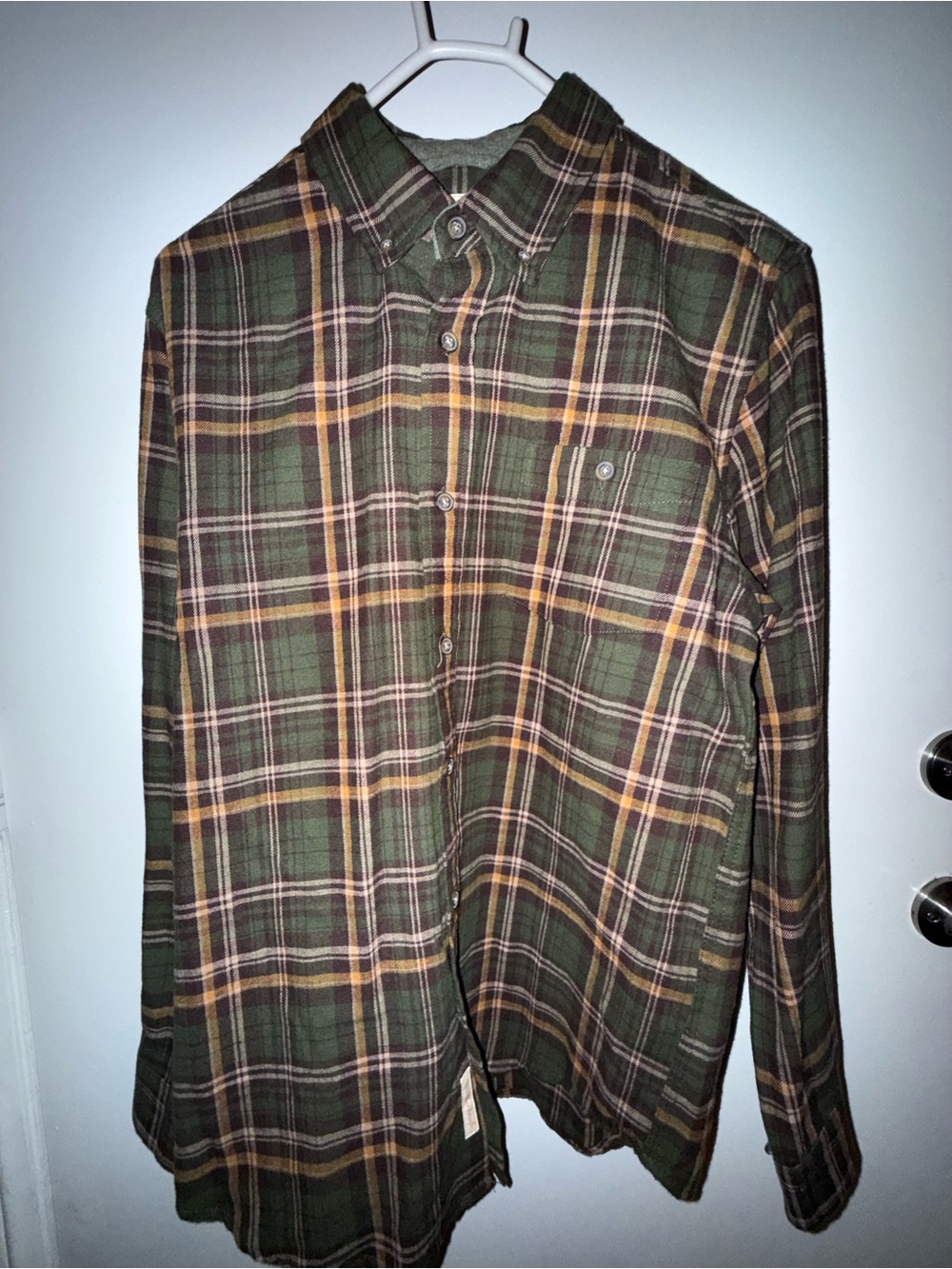 Weatherproof Olive Green Plaid Button-Down Shirt